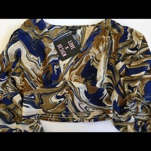 Cute Marble V Neck crop top